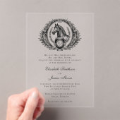 Paard Monogram Elegante Equestriale Trouw Transpar Acryl Uitnodigingen (Insitu (Draagbaar))