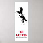 Paard Motivatie No Limits Pop Art Zwart Wit Poster<br><div class="desc">Citaat op Poster: Zeg nooit nooit,  want limieten,  zoals angsten,  zijn vaak slechts een illusie.</div>