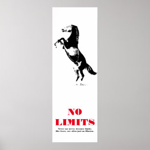 Paard Motivatie No Limits Pop Art Zwart Wit Poster