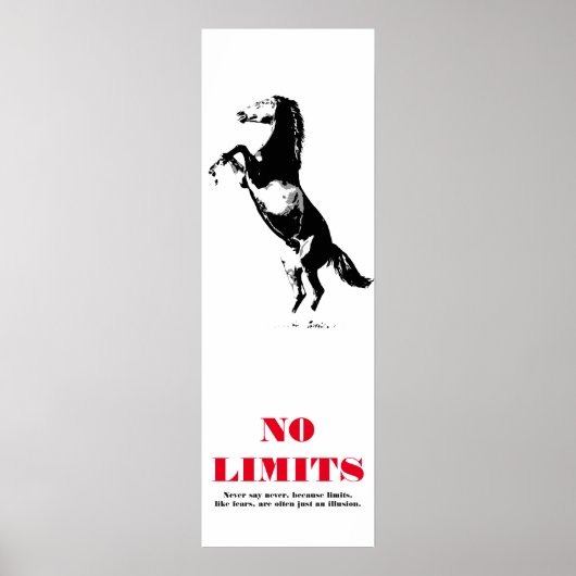 Paard Motivatie No Limits Pop Art Zwart Wit Poster (Voorkant)