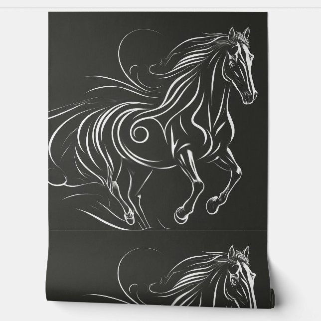Paard muur achtergrond scrollen lijnen achtergrond behang (Afrollen)
