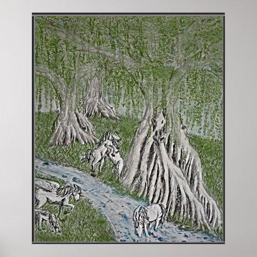 Paard Mythe Kleurprint, Poster (Voorkant)