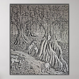 Paard Mythe Zwart & Wit Print, Poster
