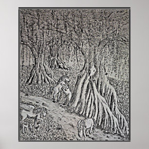 Paard Mythe Zwart & Wit Print, Poster