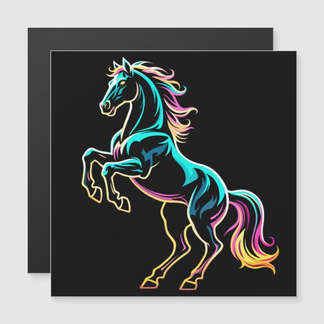 Paard Neon Licht Storing Retro Stijl (Voorkant / Achterkant)