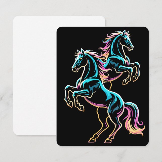 Paard Neon Licht Storing Retro Stijl (Voorkant / Achterkant)