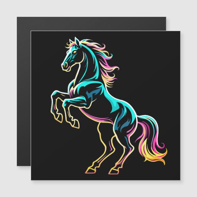 Paard Neon Licht Storing Retro Stijl (Voorkant / Achterkant)