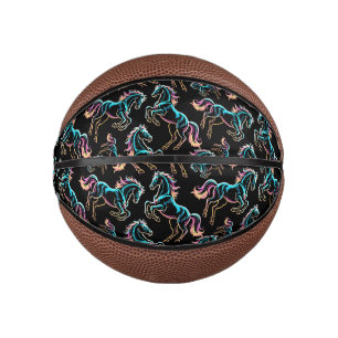 Paard Neon Licht Storing Retro Stijl Basketbal
