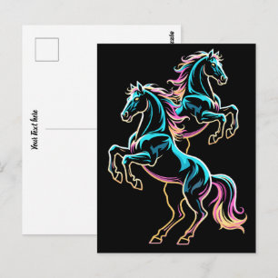 Paard Neon Licht Storing Retro Stijl Briefkaart
