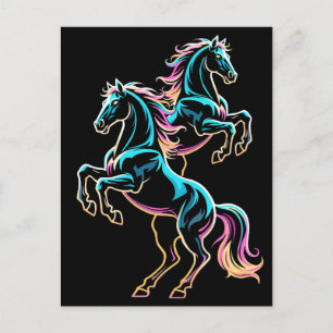 Paard Neon Licht Storing Retro Stijl Briefkaart