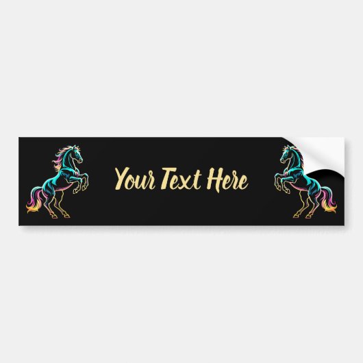 Paard Neon Licht Storing Retro Stijl Bumpersticker (Voorkant)