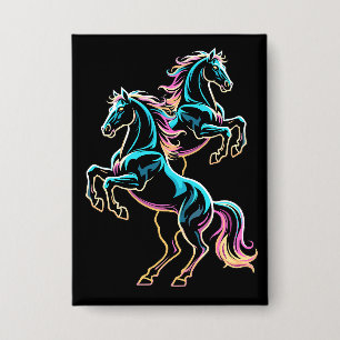 Paard Neon Licht Storing Retro Stijl Button