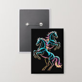 Paard Neon Licht Storing Retro Stijl Button (Voorkant / Achterkant)