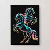 Paard Neon Licht Storing Retro Stijl Button (Voorkant)