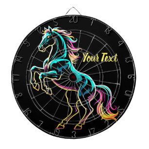 Paard Neon Licht Storing Retro Stijl Dartbord