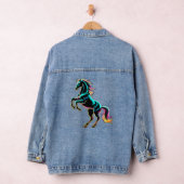 Paard Neon Licht Storing Retro Stijl Denim Jacket (Hangar)