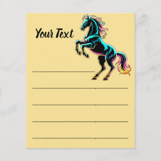 Paard Neon Licht Storing Retro Stijl Flyer