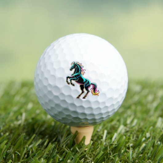 Paard Neon Licht Storing Retro Stijl Golfballen (Insitu Shirt)