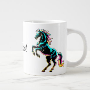 Paard Neon Licht Storing Retro Stijl Grote Koffiekop