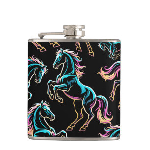 Paard Neon Licht Storing Retro Stijl Heupfles
