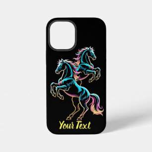 Paard Neon Licht Storing Retro Stijl iPhone 12 Mini Hoesje