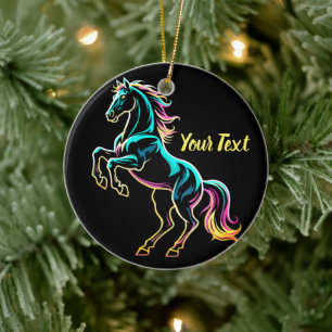 Paard Neon Licht Storing Retro Stijl Keramisch Ornament