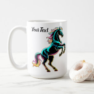 Paard Neon Licht Storing Retro Stijl Koffiemok