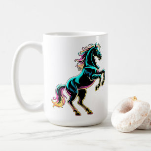 Paard Neon Licht Storing Retro Stijl Koffiemok