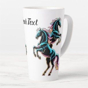 Paard Neon Licht Storing Retro Stijl Latte Mok