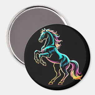 Paard Neon Licht Storing Retro Stijl Magneet