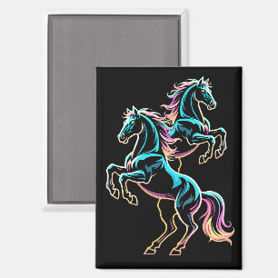 Paard Neon Licht Storing Retro Stijl Magneet