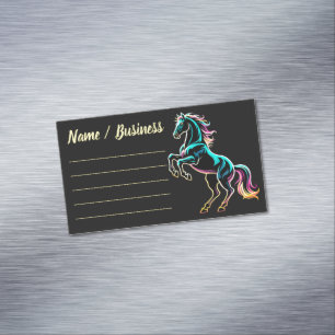 Paard Neon Licht Storing Retro Stijl Magnetisch Visitekaartje