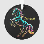 Paard Neon Licht Storing Retro Stijl Ornament (achterkant)