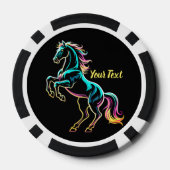 Paard Neon Licht Storing Retro Stijl Poker Chips (Achterkant)
