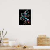 Paard Neon Licht Storing Retro Stijl Poster (Keuken)
