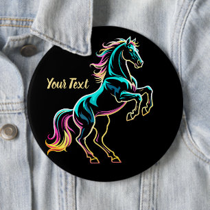 Paard Neon Licht Storing Retro Stijl Ronde Button 6,0 Cm