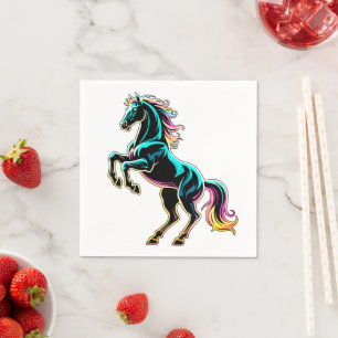Paard Neon Licht Storing Retro Stijl Servet