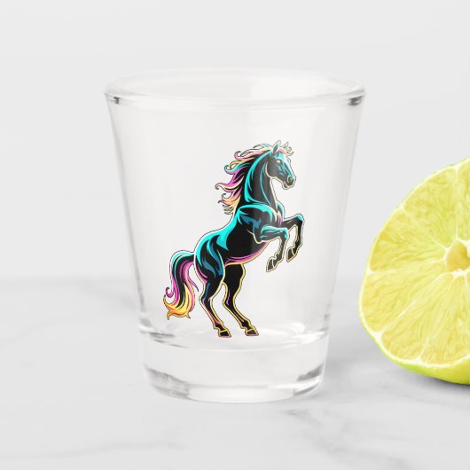 Paard Neon Licht Storing Retro Stijl Shot Glas (Voorkant)