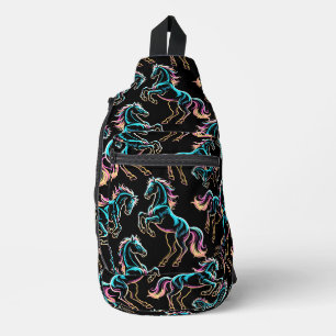 Paard Neon Licht Storing Retro Stijl Sling Bag