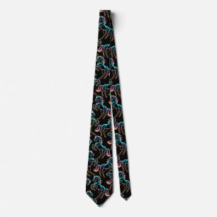 Paard Neon Licht Storing Retro Stijl Stropdas