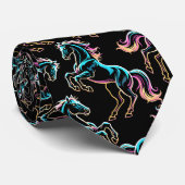 Paard Neon Licht Storing Retro Stijl Stropdas (Opgerold)