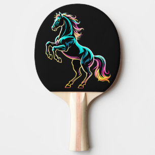 Paard Neon Licht Storing Retro Stijl Tafeltennisbatje