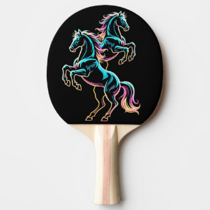 Paard Neon Licht Storing Retro Stijl Tafeltennisbatje