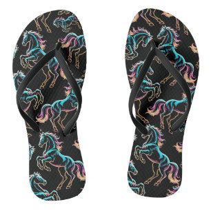 Paard Neon Licht Storing Retro Stijl Teenslippers