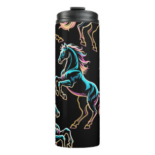 Paard Neon Licht Storing Retro Stijl Thermosbeker