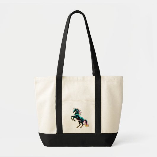 Paard Neon Licht Storing Retro Stijl Tote Bag (Voorkant)