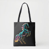 Paard Neon Licht Storing Retro Stijl Tote Bag (Voorkant)