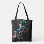 Paard Neon Licht Storing Retro Stijl Tote Bag (Achterkant)
