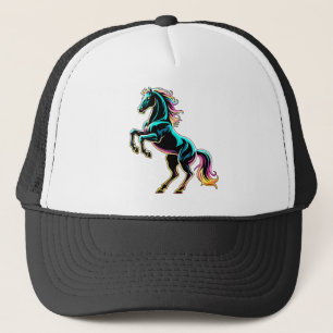 Paard Neon Licht Storing Retro Stijl Trucker Pet