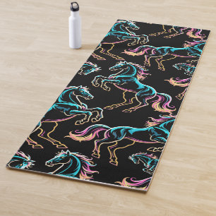 Paard Neon Licht Storing Retro Stijl Yogamat